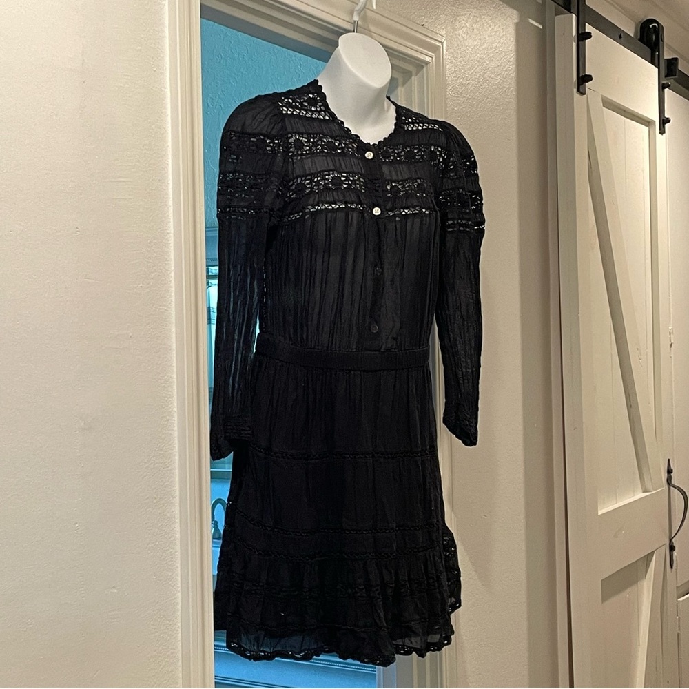 Isabel Marant Lace Crochet Black Mini Dress